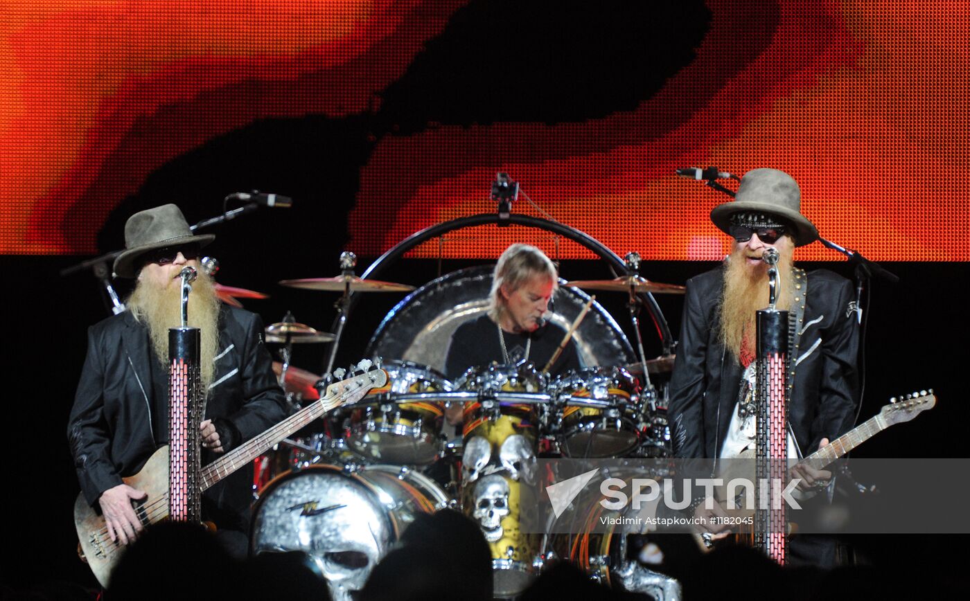 ZZ Top rock band performs in Moscow