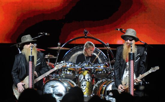 ZZ Top rock band performs in Moscow