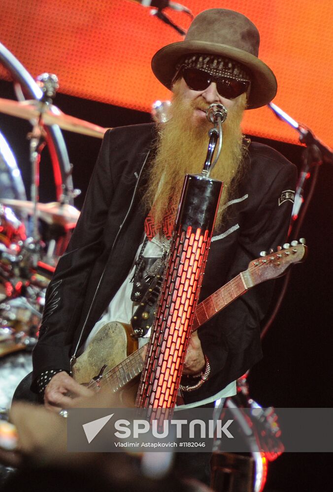 ZZ Top rock band performs in Moscow