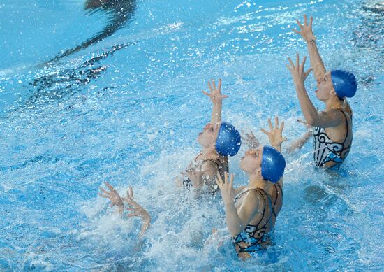 Training session by Russian Olympic synchronized swimming team