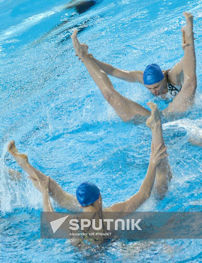 Training session by Russian Olympic synchronized swimming team