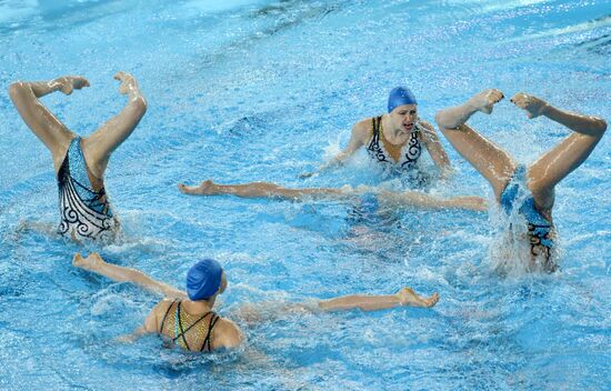 Training session by Russian Olympic synchronized swimming team