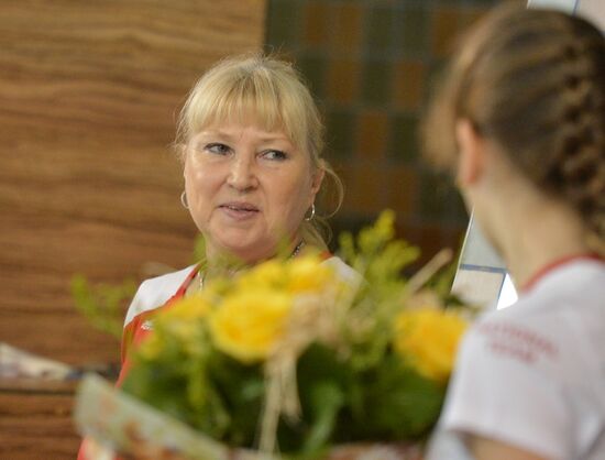 Training session by Russian Olympic synchronized swimming team