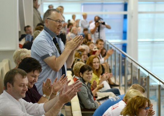 Training session by Russian Olympic synchronized swimming team