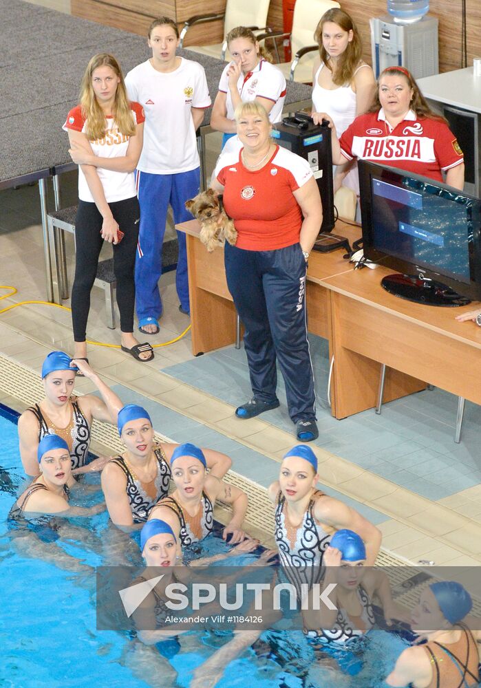Training session by Russian Olympic synchronized swimming team