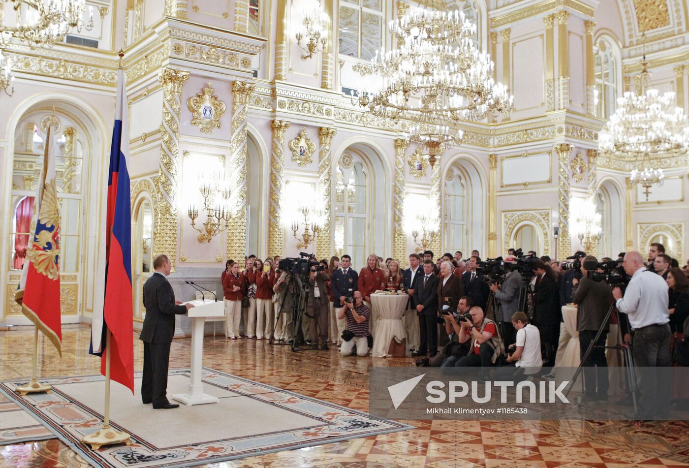 Vladimir Putin meets with Russian Olympic team
