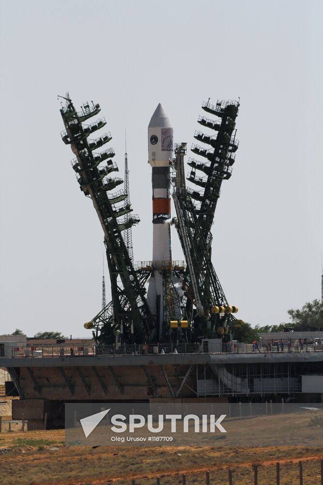 Launch of Soyuz-FG rocket with a block of five spacecraft