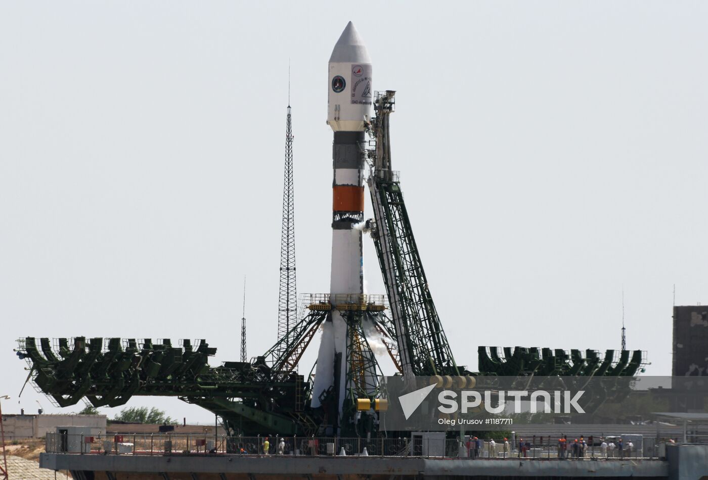 Launch of Soyuz-FG rocket with a block of five spacecraft