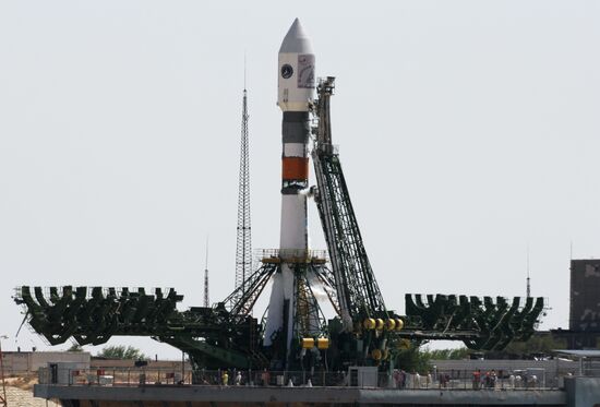 Launch of Soyuz-FG rocket with a block of five spacecraft