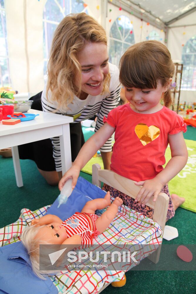 Natalya Vodyanova opens children's playground in Krymsk