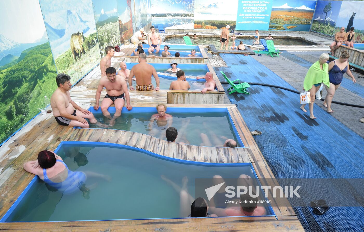 Bathing in hot springs of Kamchatka
