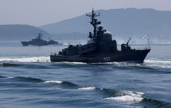 Naval parade rehearsal in Vladivostok