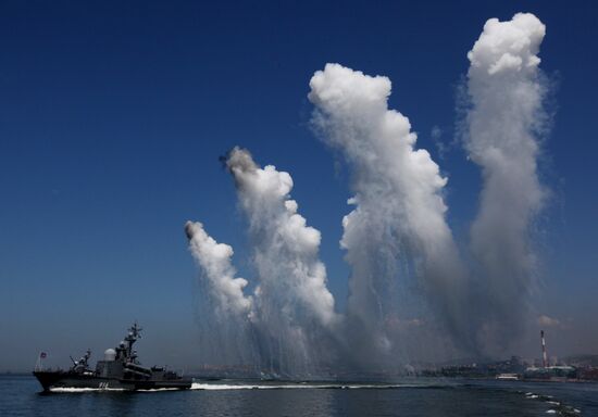 Naval parade rehearsal in Vladivostok