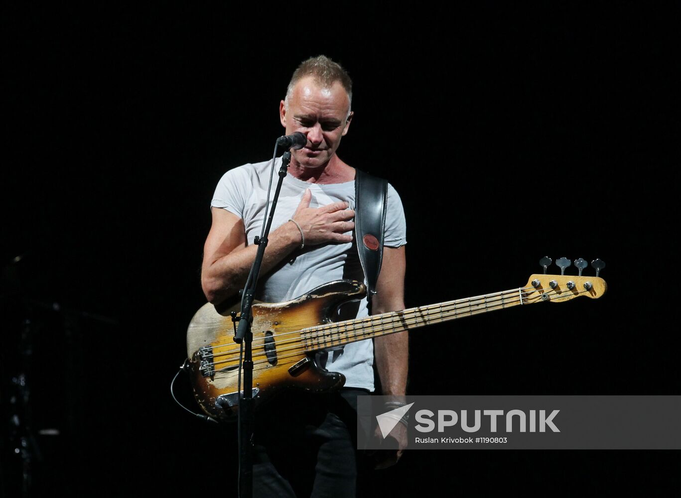 Pop singer Sting performs live in Moscow