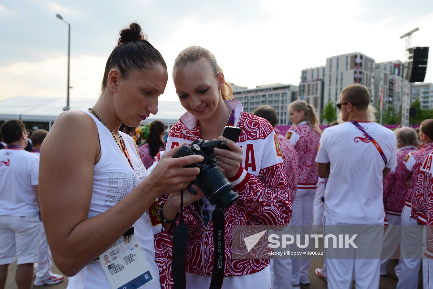 Russian flag raised in the Olympic Village in London