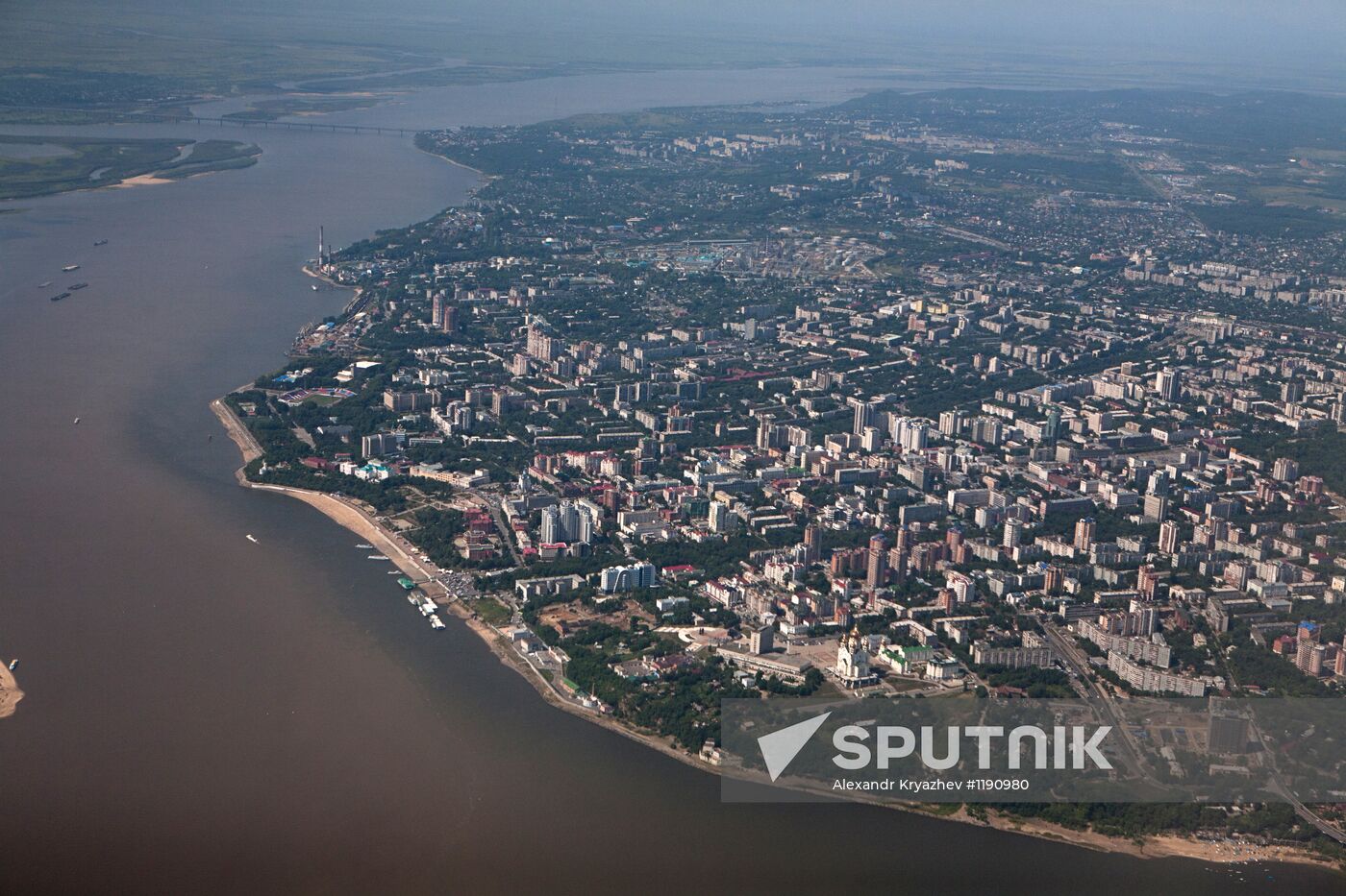 View of Khabarovsk from an airplane
