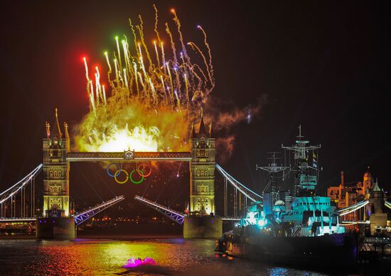 London during the opening ceremony of the Olympic Games