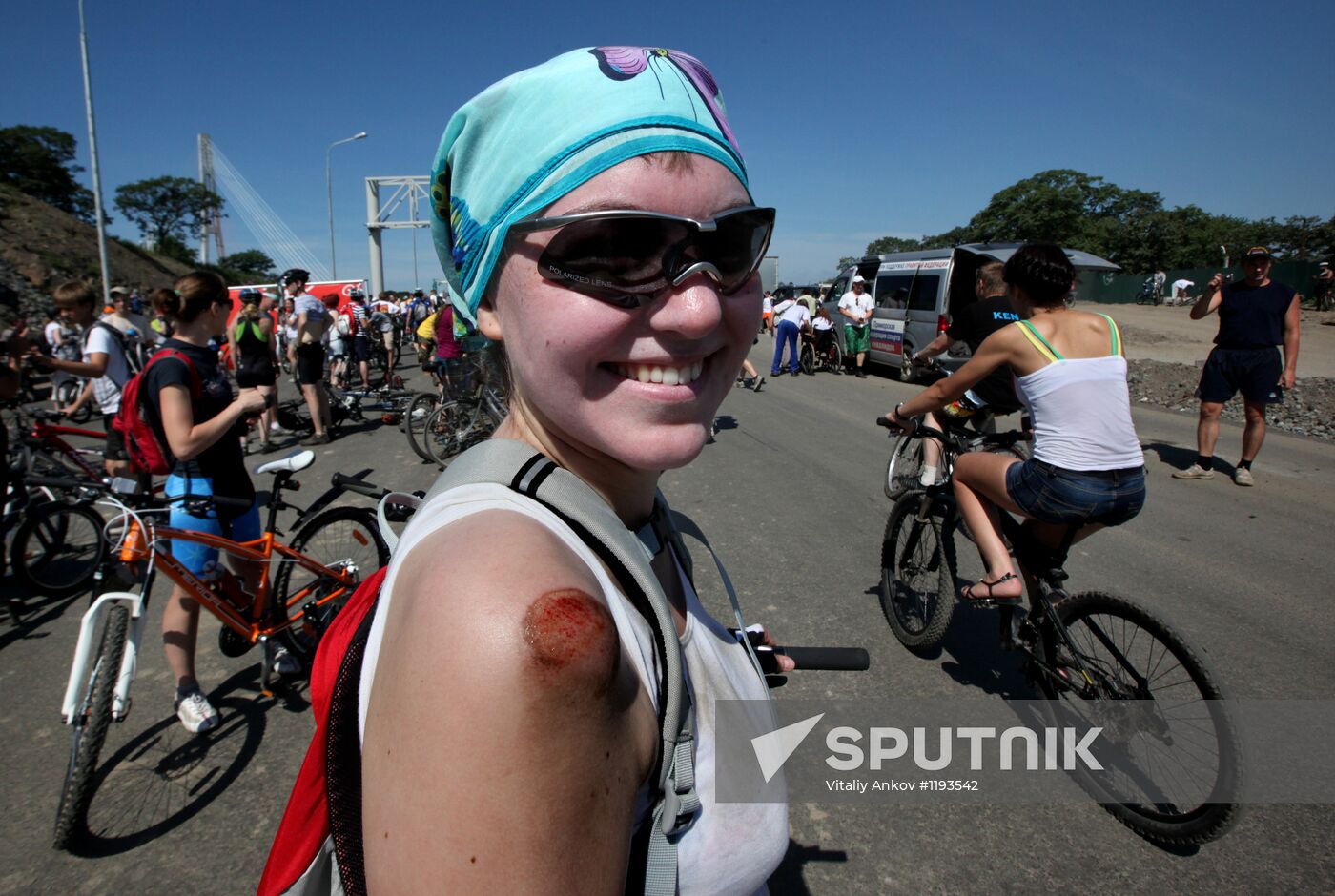 Bike ride across bridge to Russky Island