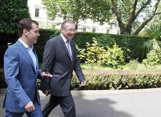 Russian Prime Minister Dmitry Medvedev in London