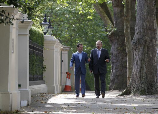 Russian Prime Minister Dmitry Medvedev in London