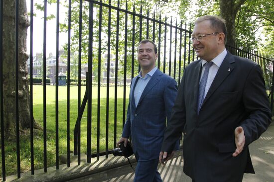 Russian Prime Minister Dmitry Medvedev in London