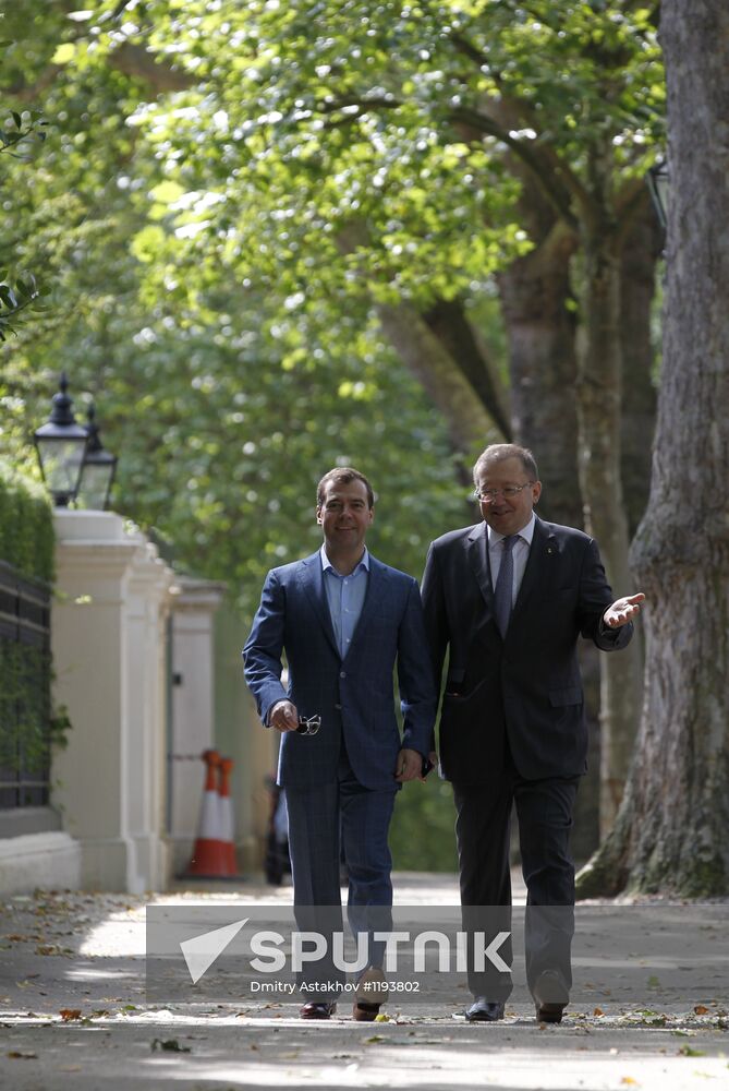 Russian Prime Minister Dmitry Medvedev in London