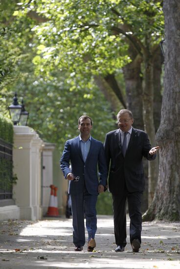 Russian Prime Minister Dmitry Medvedev in London