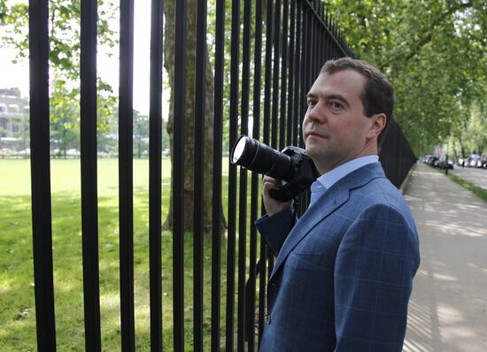 Russian Prime Minister Dmitry Medvedev in London
