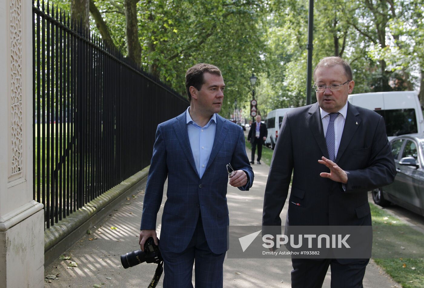 Russian Prime Minister Dmitry Medvedev in London