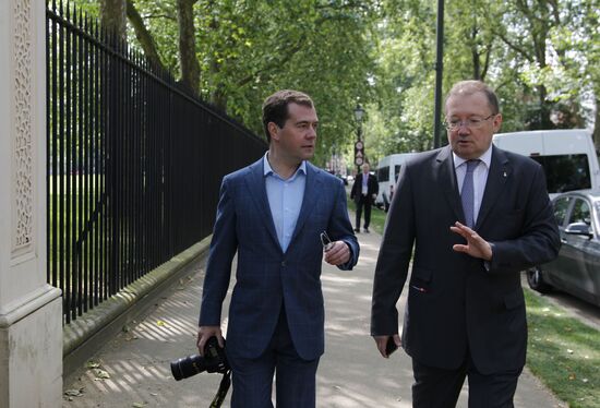 Russian Prime Minister Dmitry Medvedev in London