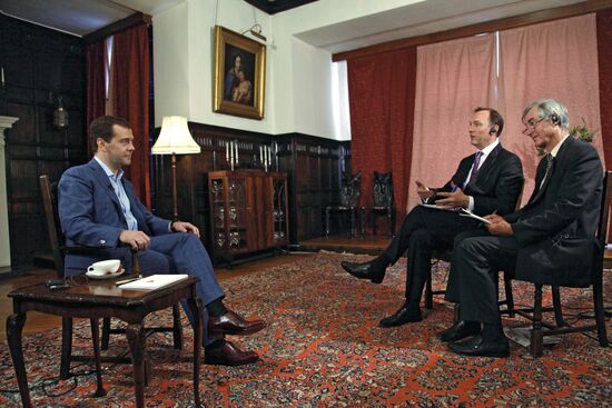 Russian Prime Minister Medvedev gives interview to the Times