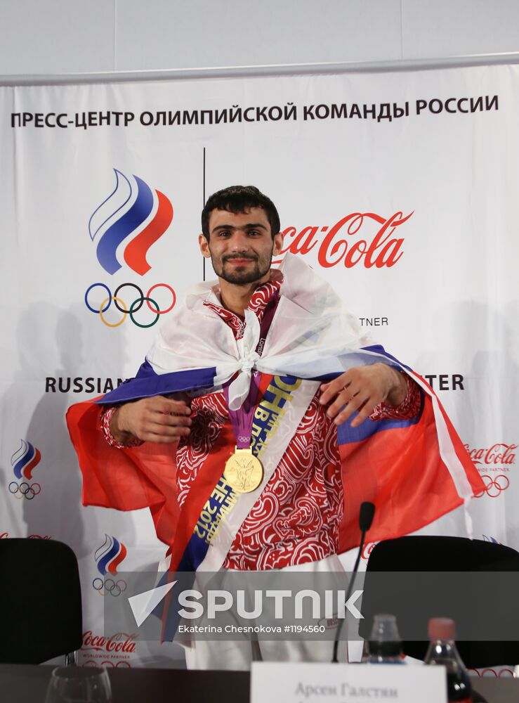 First gold medalist of Russian team judo wrestler A. Galstyan