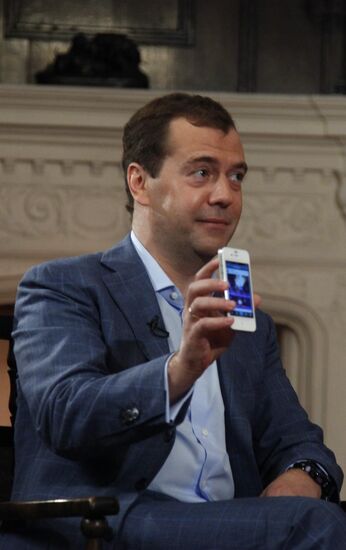 Prime Minister Dmitry Medvedev goves interview to The Times