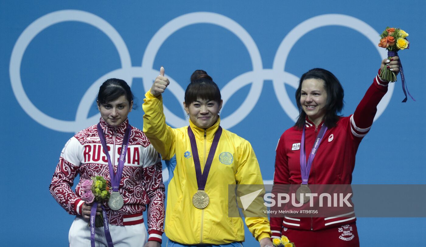 Olympics 2012 Women's Weightlifting. To 63 kg