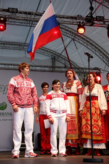 Honoring Olympic medalists in Russia Park