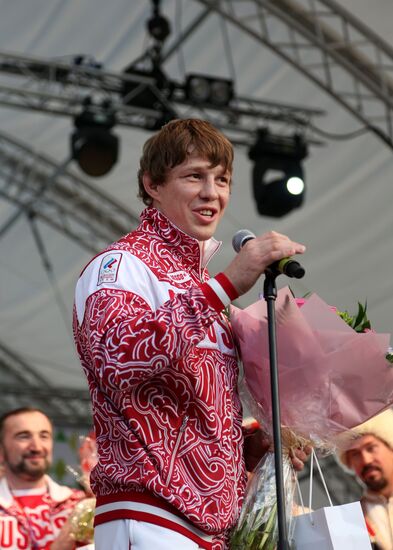 Honoring Olympic medalists in Russia Park