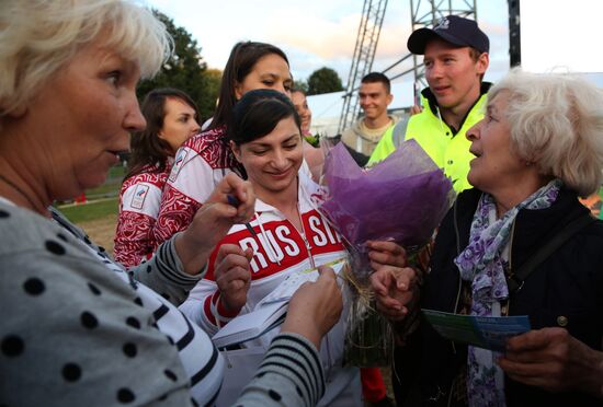Honoring Olympic medalists in Russia Park