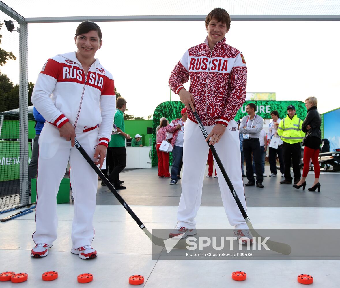 Honoring Olympic medalists in Russia Park