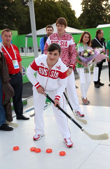 Honoring Olympic medalists in Russia Park