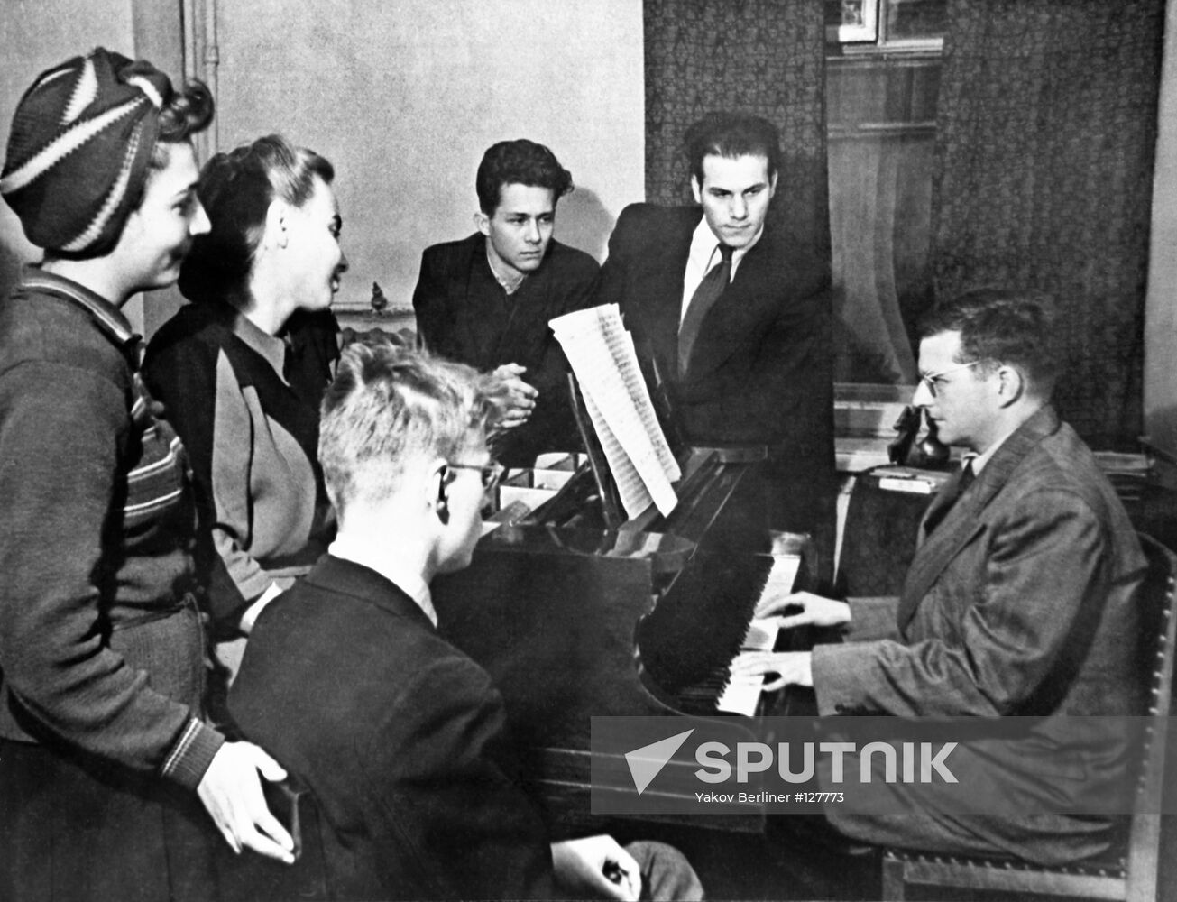 Composer Shostakovich at the classes
