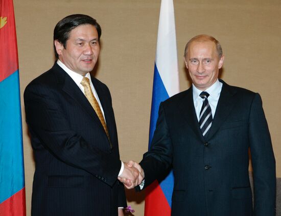 NAMBARYN ENKHBAYAR AND VLADIMIR PUTIN 
