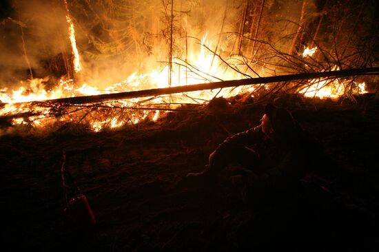 Wildfires battled in Krasnoyarsk Territory