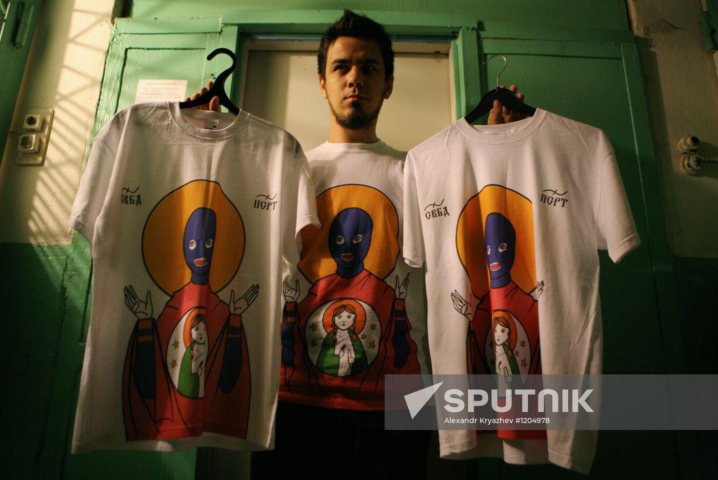 T-shirts in support of punk band Pussy Riot in Novosibirsk
