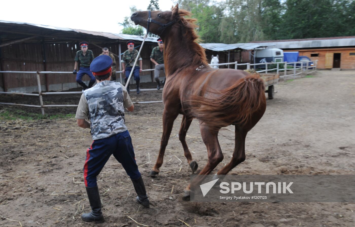 Preparations for Cossack equestrian march from Moscow to Paris