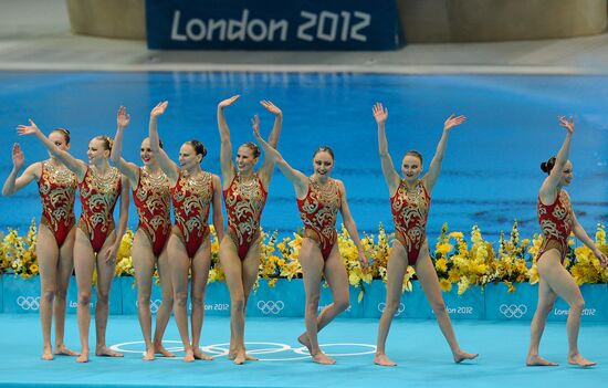 2012 Olympics. Synchronized swimming. Teams technical routine