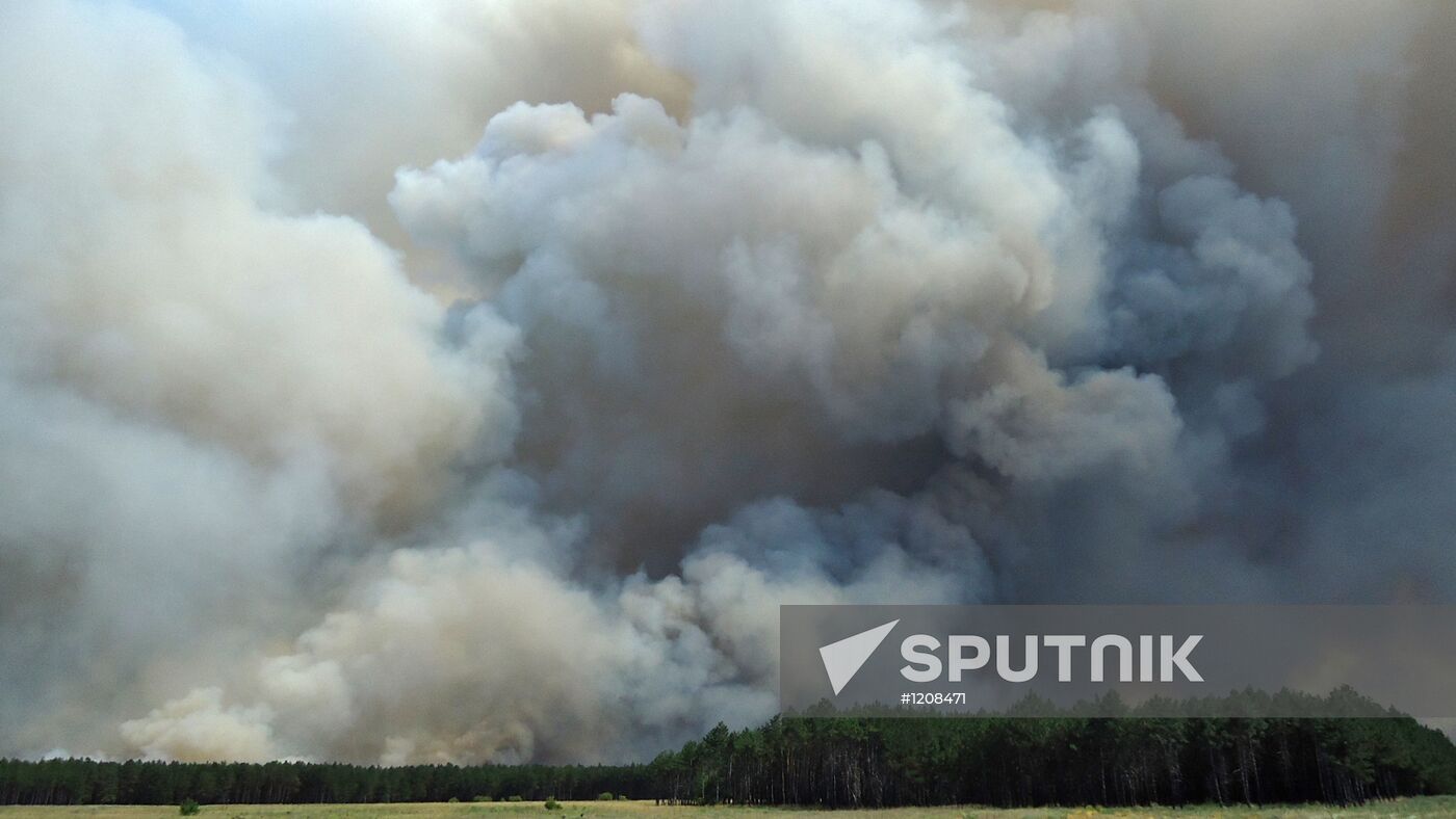 Large wildfire in Kherson Region, Ukraine