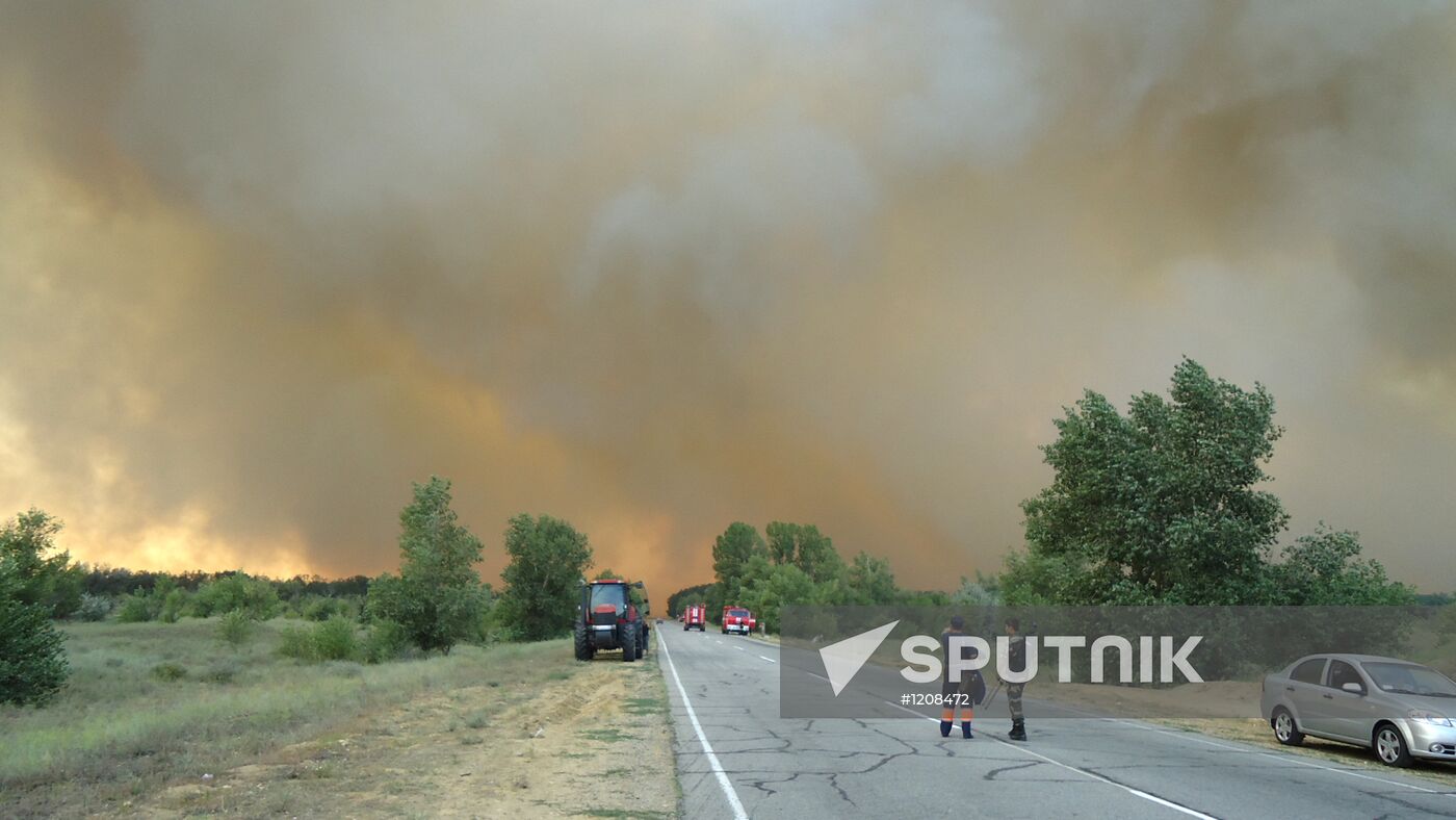 Large wildfire in Kherson Region, Ukraine