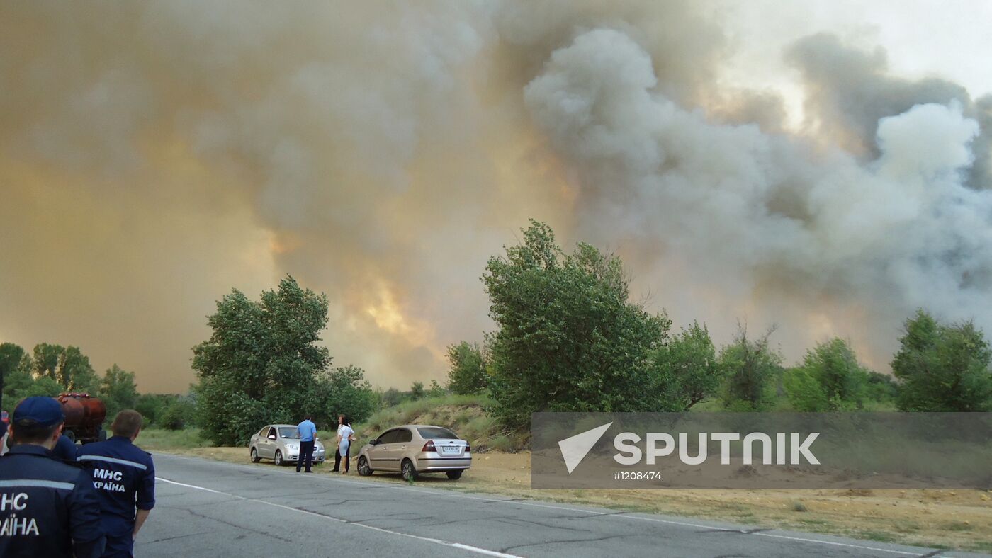 Large wildfire in Kherson Region, Ukraine