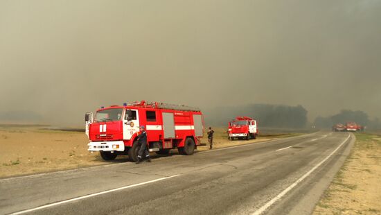 Large wildfire in Kherson Region, Ukraine
