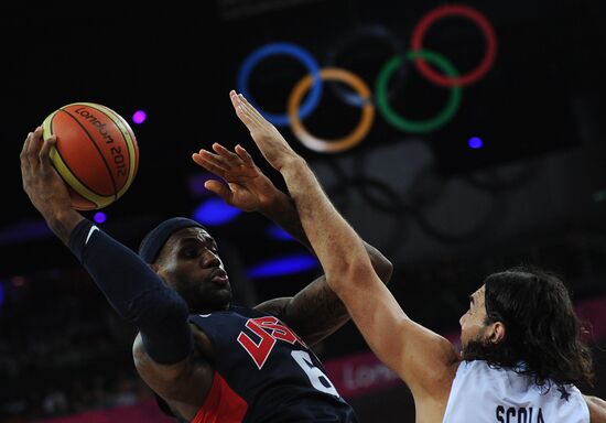 Olympics 2012 Men's Basketball. Argentina vs. USA